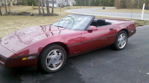 1989 chevy corvette, 46k miles w/ 2 tops (soft and hard), red &amp; black interior