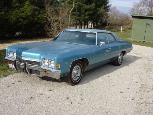 1972 chevrolet impala 4dr 58k miles triple blue beauty solid body must see!!