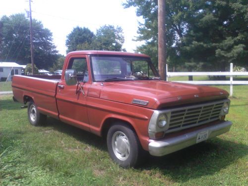 300 6 cylinder straight stick 1968 ford f100. red. 3/4 ton