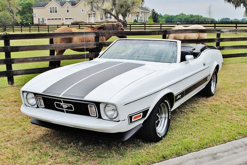 Check out this pony 1973 ford mustang convetible with mach 1 stripes 302 v-8 wow