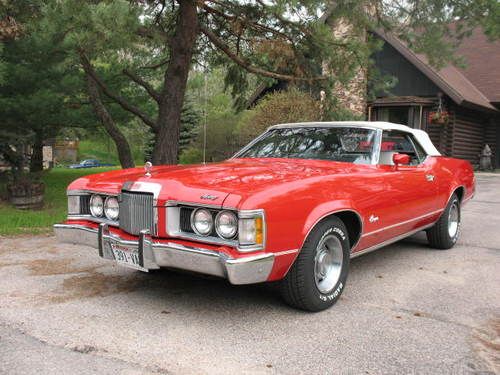 1973 mercury cougar xr7 convertible 351, ps,pdb,cold ac, no reserve, red, white