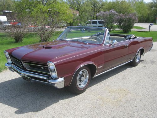 1965 pontiac gto convertible 389 4 barrel 4 speed burgundy with white top