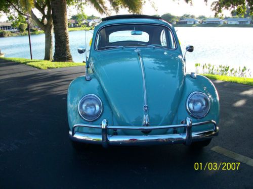 Classic vw 1963 beetle deluxe sedan sunroof model l380 rare turquoise color