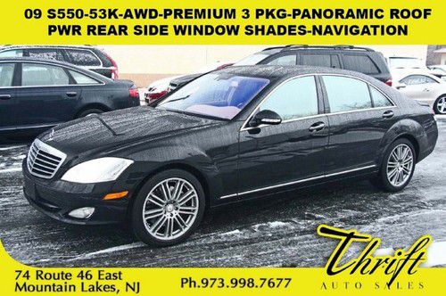 09 s550-53k-awd-premium 3 pkg-pano roof-pwr rear side window shades-navigation