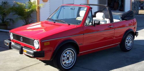 Vw rabbit convertible fully restored red with black top white interior