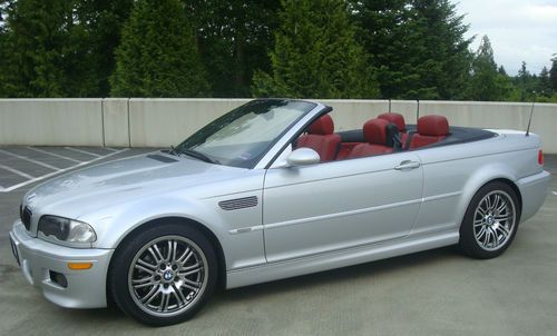 E46 m3 convertible silver/black/red smg one-owner smoke-free always-garaged