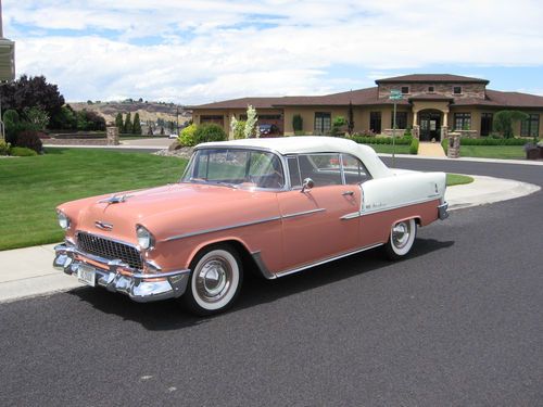 1955 chevy bel aire convertable  with a 350 v8 engine 700 r tran  salmon &amp; cream