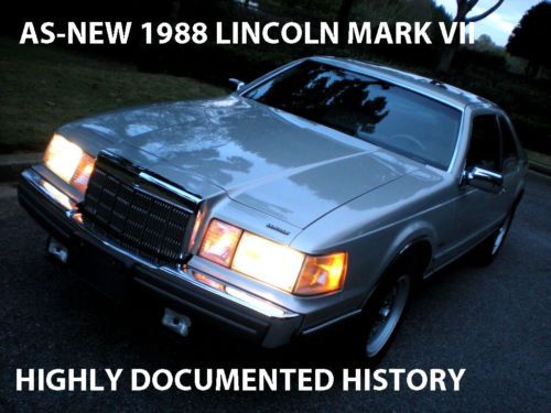 Like new museum quality 1988 lincoln mark vii lsc low miles documented car