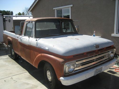 1962 ford f100 long bed custom cab - rare 292 y block v8
