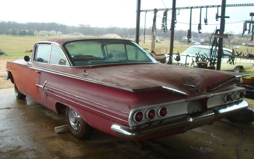 Grandpaws 1960 chevrolet impala 2 door bubbletop project-red/red-owned 30 years!
