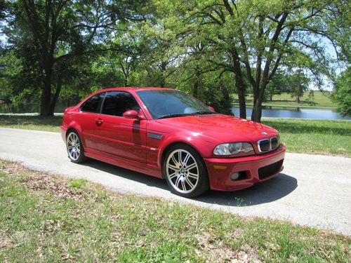 2005 bmw m3 coupe--imola red on red (49,569 miles) navigation, smg, pdc,19" whls