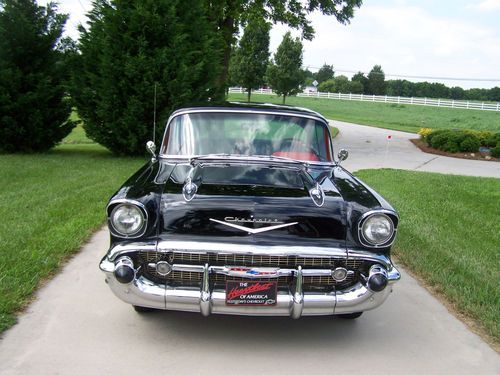 1957 black 2-door bel air hard top;