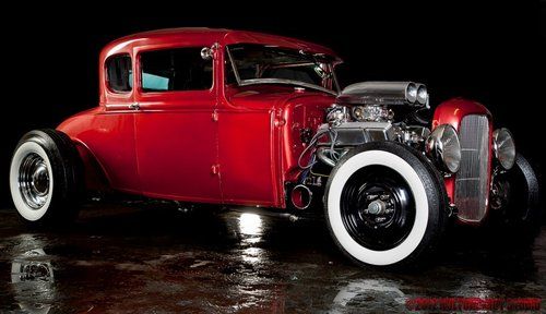 1930 fire thorn red model a hot rod coupe (rat rod)