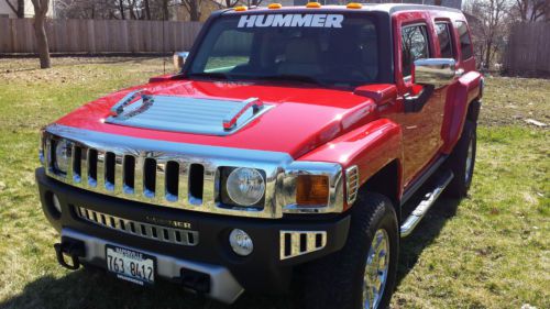 2008 hummer h3 49.000 miles 4x4 one owner red with tan leather intero no reserve