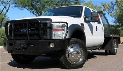 No reserve 2008 ford f450 f550 diesel crew 4x4 flatbed w/ rack &amp; wench low miles