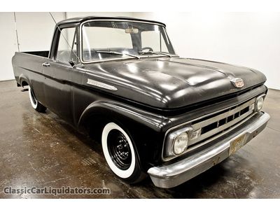 1961 ford f100 custom cab unibody short bed pickup 292 4 speed look at it