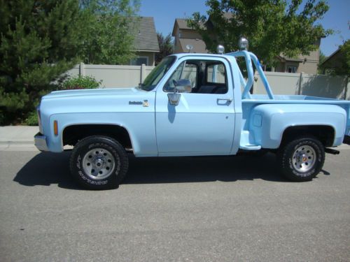 1980 chevy c10 4x4 stepside baby blue beautiful looking truck