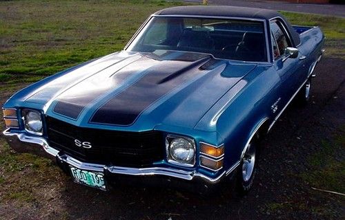 1971 chevy el camino 454 blue w/ ss stripes bucket seats a/c etc. must see!