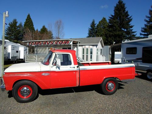 1966 ford f250 with extra parts, derivable project, red and white, 390 cu. in.