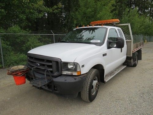 2003 ford f350 extended cab dump bed flatbed truck crane auto ac beacon bidadoo