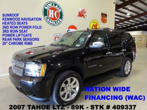 07 tahoe ltz 4x2,sunroof,kenwood nav,back-up,htd lth,chrome 20&#039;s,89k,we finance!