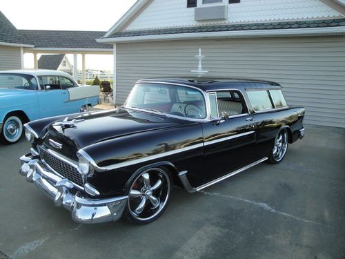1955 chevy nomad wagon resto-mod frame-off hot-rod (all-new) cold air 57 miles