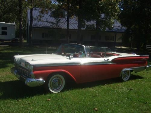 1959 ford retractable with continental kit!  torch red and colonial white!