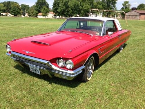 1965 ford thunderbird coupe red w/ white vinyl top 390 v-8 / auto nice int