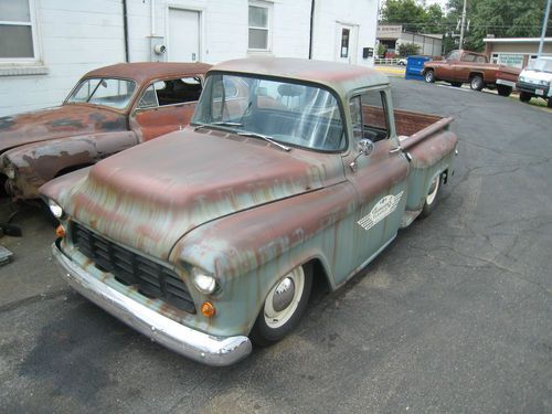 1955 chevy big window pickup hot rat rod shop truck