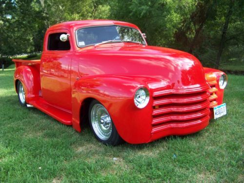 1949 chevy 3 window pickup ~ chopped top ~ lowered