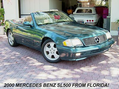 2000 mercedes benz sl500 convertible from florida! drives new with no reserve!!!
