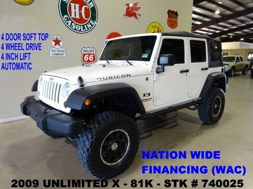 2009 wrangler unlimited x 4x4,auto,lifted,soft top,eagle whls,81k,we finance!!