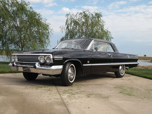 1963 chevrolet impala super sport, ss, 409, 340hp, black on black, stunning!