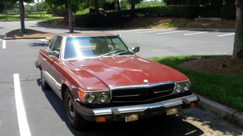 Burgundy, 380 sl roadster, hard top, ready to be restored