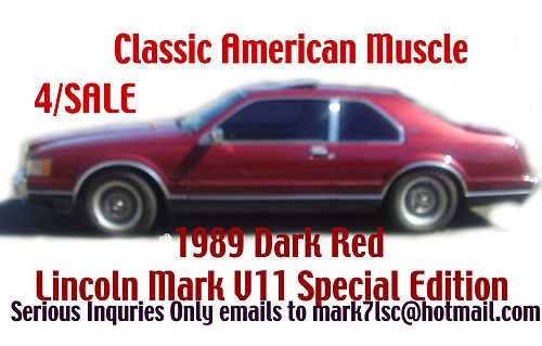 1989 lincoln continental mark vii lsc dark red