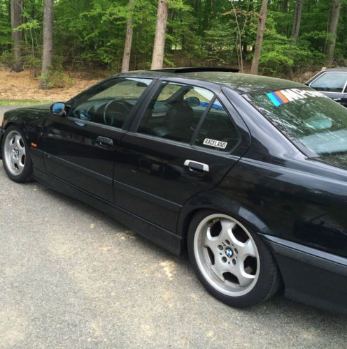Bmw e36 m3, automatic, coilovers, metallic black color, 1997, injen air intake