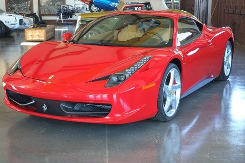2010 ferrari 458, red/tan, perfect, only 186 miles, loaded with c/f, navi, etc