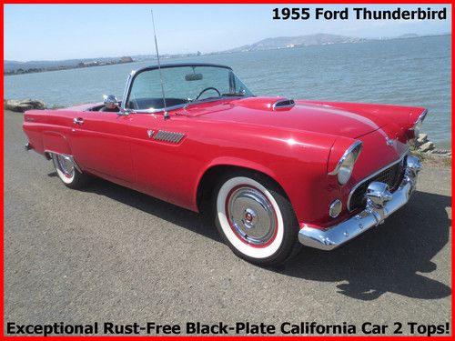 +1955 ford thunderbird! mint black license plate cali. car 2 tops all rebuilt!!+