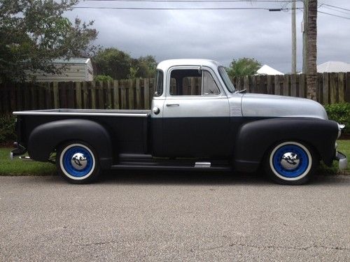 1954 chevrolet 3100 5 window pick up truck, black and silver beauty