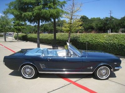 1966 ford mustang convertible 289 v8 auto c-code w/ pony interior