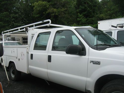 1999 white ford f350 service utility body style pipe rack crew cab work truck