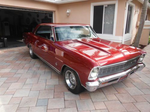 1966 chevy nova ss, red, excellent condition, restored