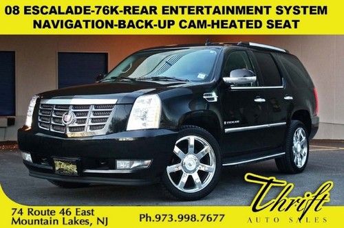 08 escalade-awd-76k-rear entertainment system-navigation-back-up cam-heated seat