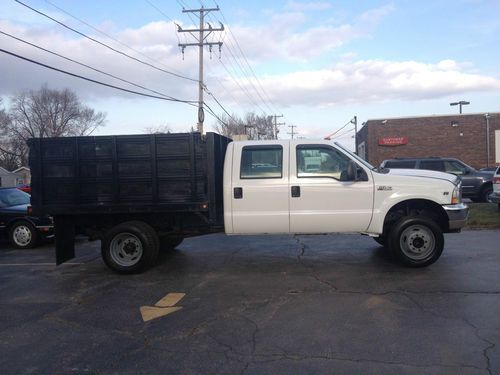 2003 ford f 450 crew cab stake body truck, white , 108,000 miles