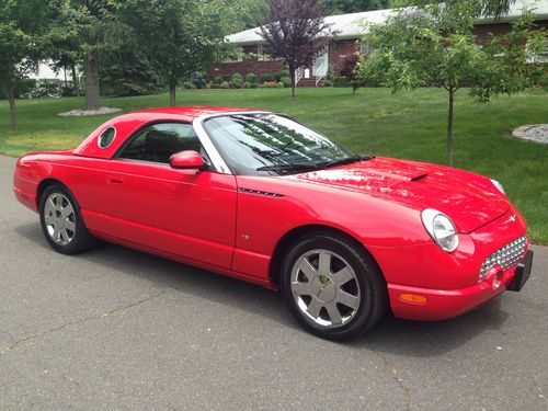 2003 ford thunderbird convertible red hardtop 54k miles collectable