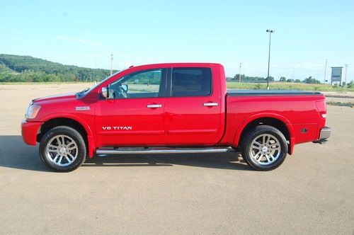 2009 nissan titan crew cab 4x4 le heavy metal chrome - red - leather - awesome!!