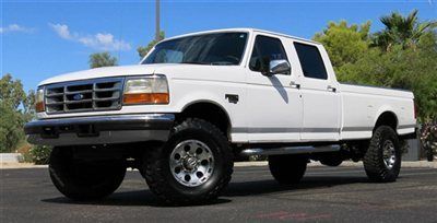 **no reserve** 1995 ford f350 xlt crew cab 7.3l diesel 4x4 long bed low miles!!!