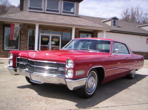 1966 cadillac coupe deville    &#034; blazing red hot  &#034;   unique 2 dr coupe  wow !