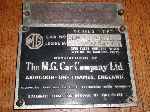 Mg tf 1954 chassis &amp; 1250 engine with title restored &amp; running