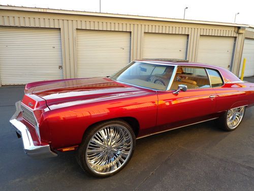 1973 chevrolet impala candy apple red paint new peanut butter interior 26in rims